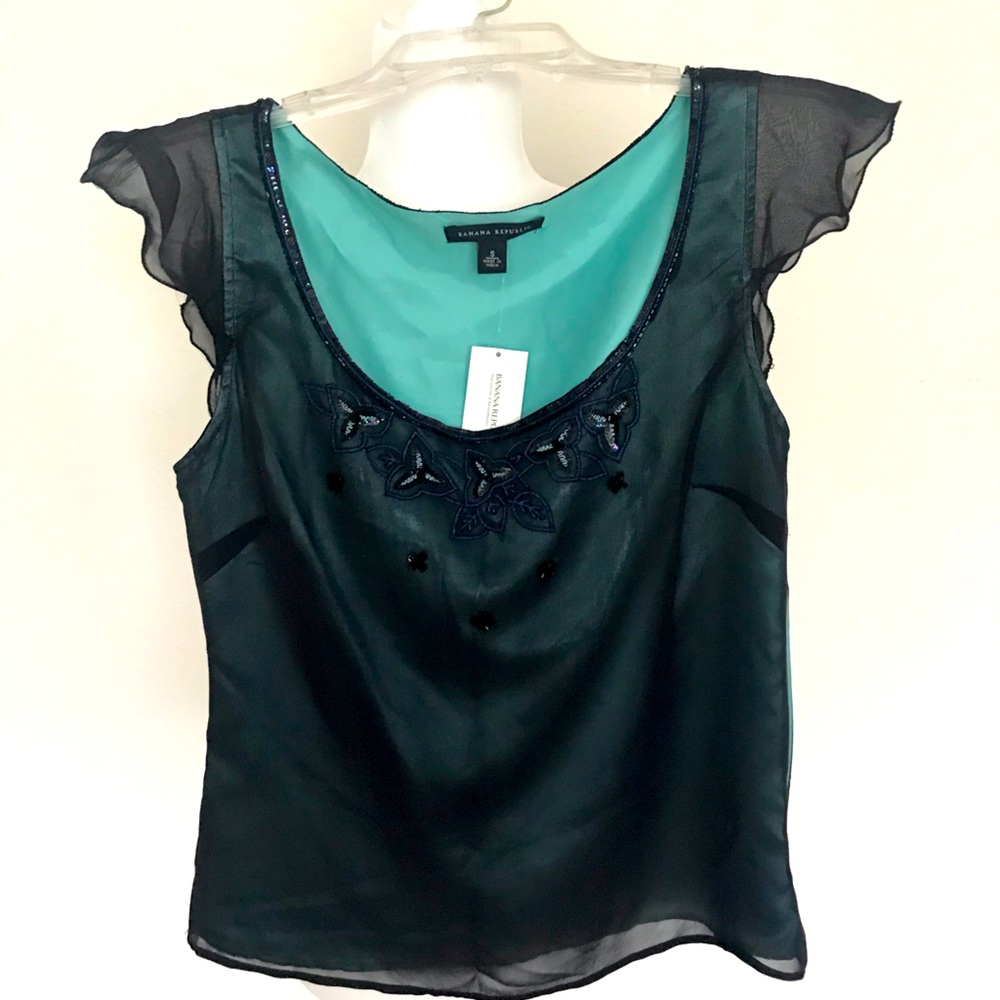 Banana republic ruffle sleeveless blouse